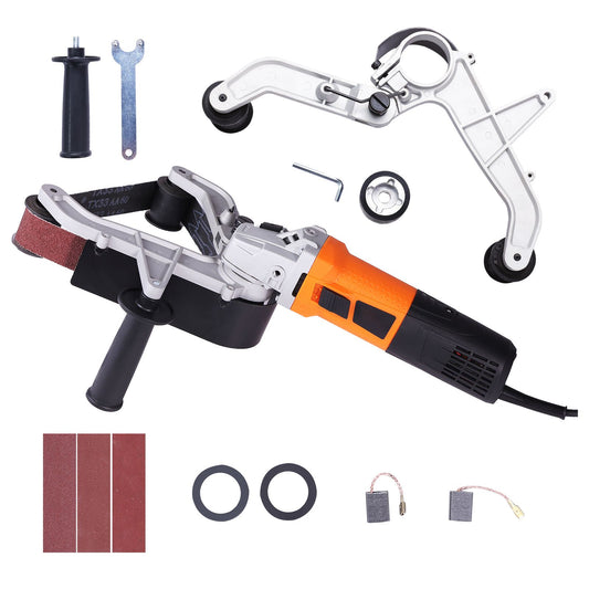 VEVOR Pipe Tube Polisher Sander, 1300W Pipe Belt Sander with 6 Variable Speeds 1100-3200rpm, Professional Belt Sander Grinding Machine with 3PCS Sanding Belts for Burnishing Finishing Rust Removal