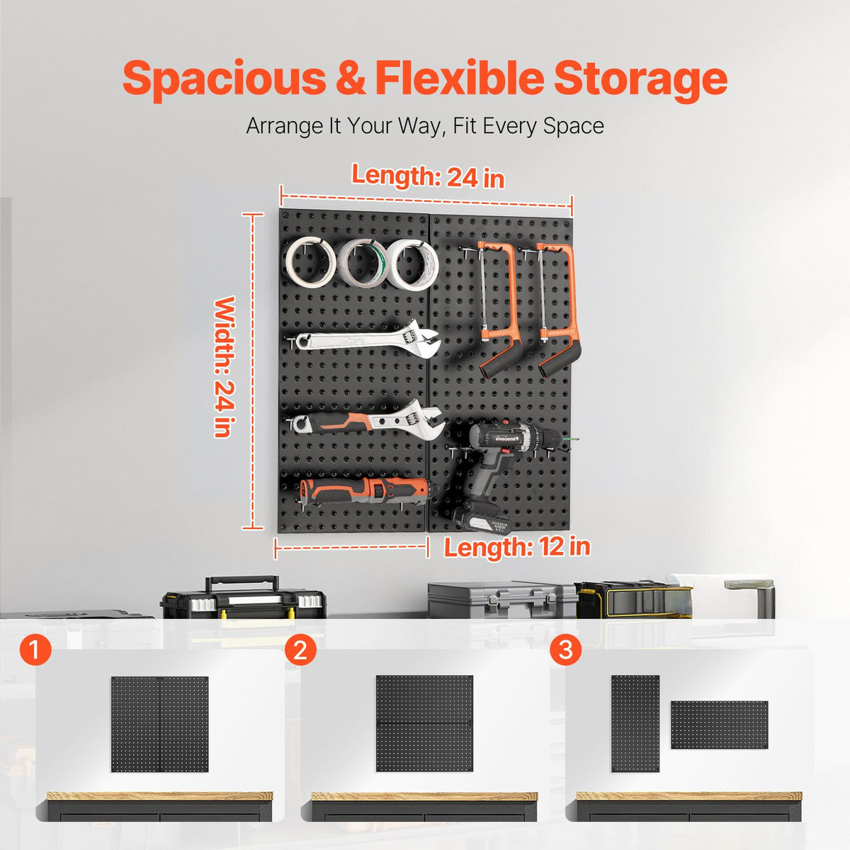 Metal Pegboard Panels609.6 x 304.8 mm2 Panels Wall Organizer for Home