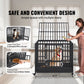 VEVOR 47 Inch Heavy Duty Dog Crate, Indestructible Dog Crate, 3-Door Heavy Duty Dog Kennel for Medium to Large Dogs with Lockable Wheels and Removable Tray, High Anxiety Dog Crate for Indoor & Outdoor
