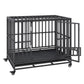 VEVOR 47 Inch Heavy Duty Dog Crate, Indestructible Dog Crate, 3-Door Heavy Duty Dog Kennel for Medium to Large Dogs with Lockable Wheels and Removable Tray, High Anxiety Dog Crate for Indoor & Outdoor