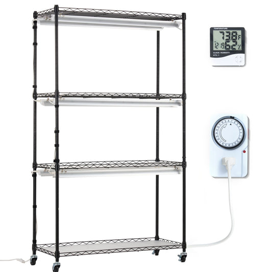 VEVOR Plant Stand with Grow Lights 4 Tiers 180W 150 cm Tall Plant Grow Shelf