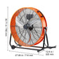 VEVOR Drum Fan 24 Inch High Velocity Industrial Use 3-Speed Timer for Warehouse