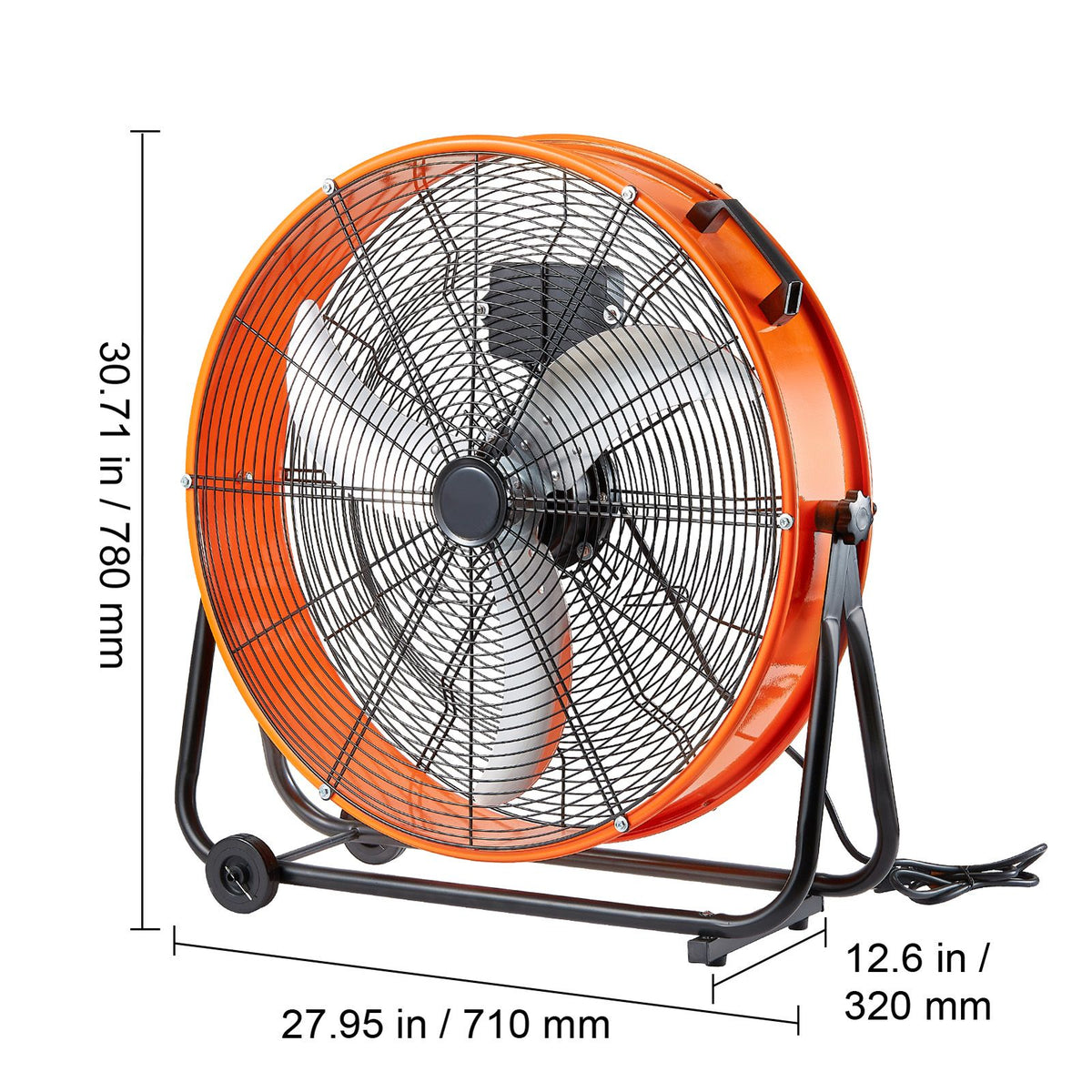 VEVOR Drum Fan 24 Inch High Velocity Industrial Use 3-Speed Timer for Warehouse