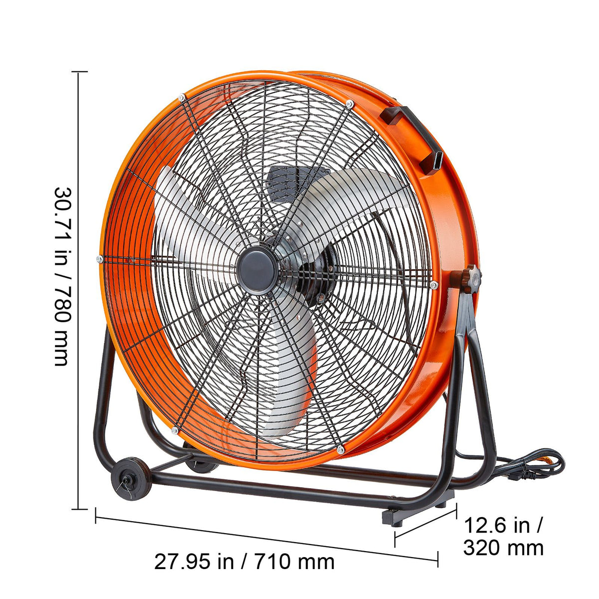 VEVOR Drum Fan 24 Inch High Velocity Industrial Use 3-Speed 8600CFM for Warehouse