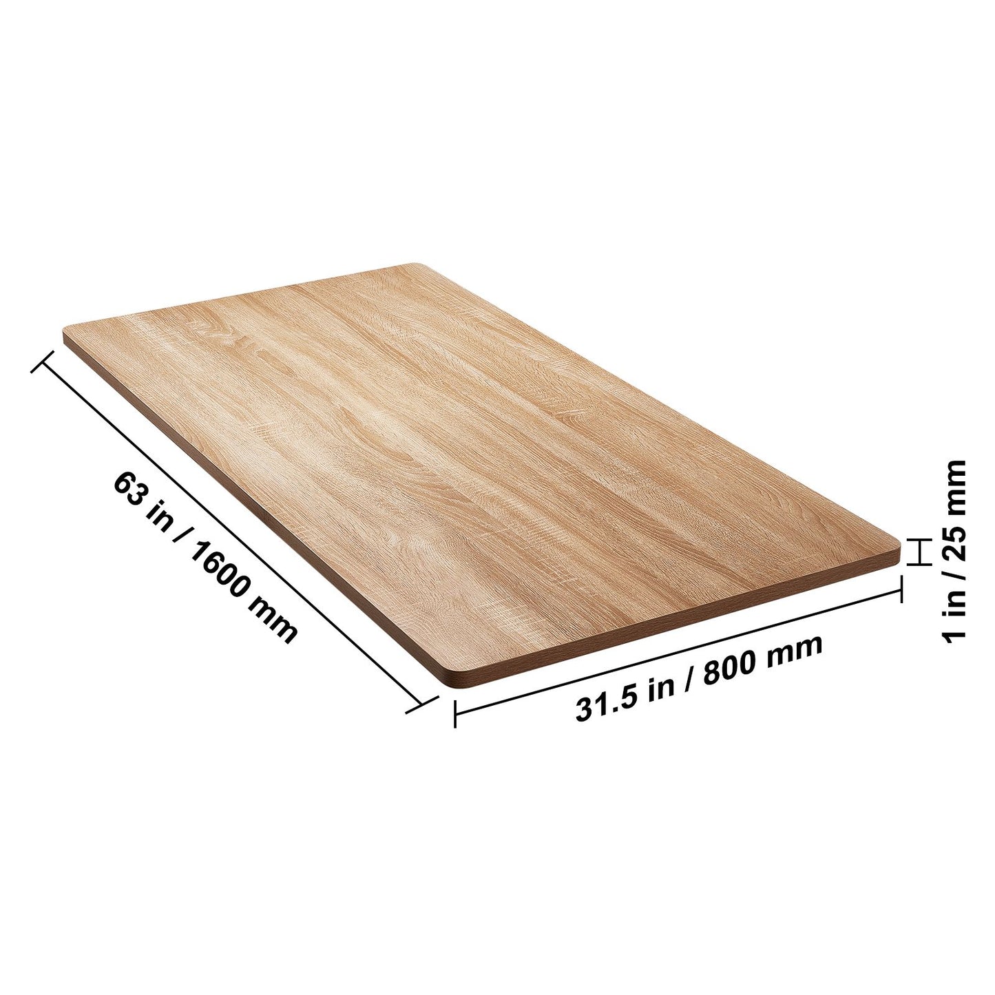 VEVOR Table Top, 63" x 31.5" x 1", 220.5 lbs Load Capacity, Universal One-Piece Particle Board Desktop for Height Adjustable Electric Standing Desk Frame, Rectangular Countertop for Home & Office Desk
