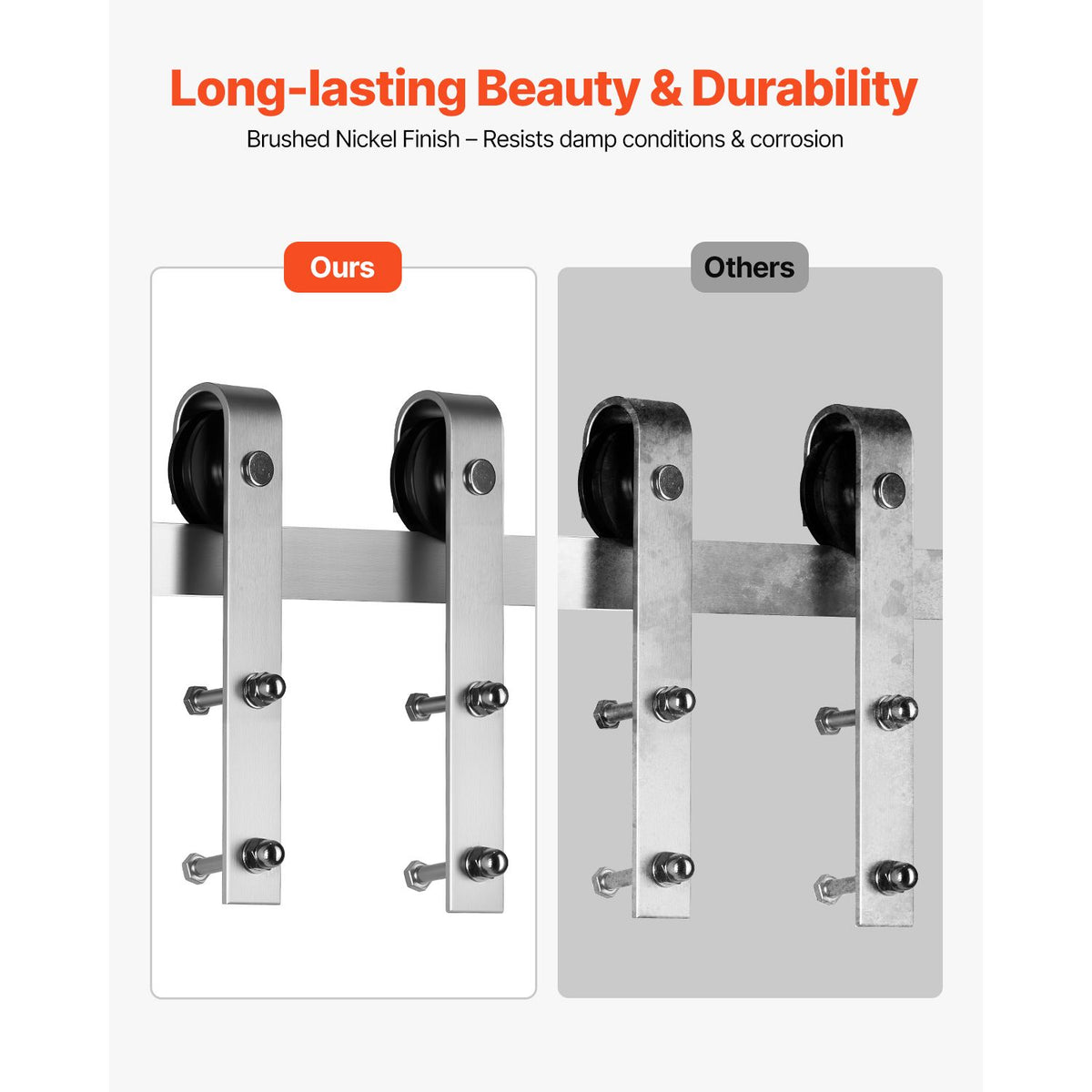 2000 mm Sliding Barn Door Hardware Kit for Single Sliding Barn Door Silver