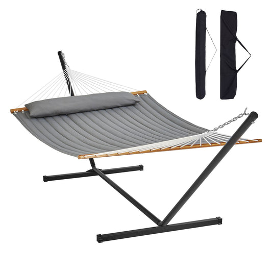 VEVOR Double Quilted Fabric Hammock Two Person Hammock with Stand 480lb Capacity