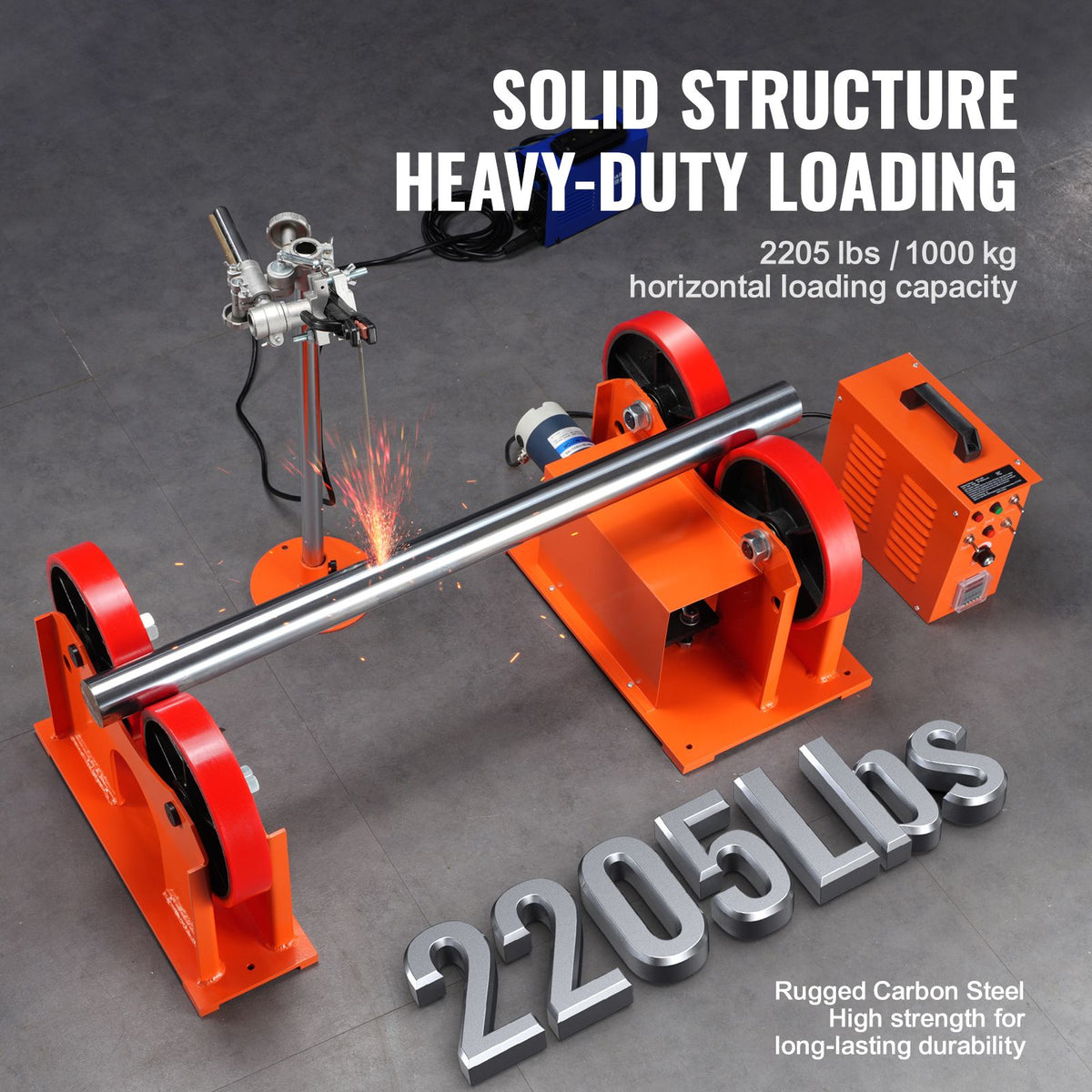 Turning Rolls Linkage Roller, 1000KG/2205LBS Loading Welding Turning Roll, 25-1400mm Diameter, 80-1600 mm/min Rotary Welding Positioner & Welding Torch Stand for Welding Equipment Support