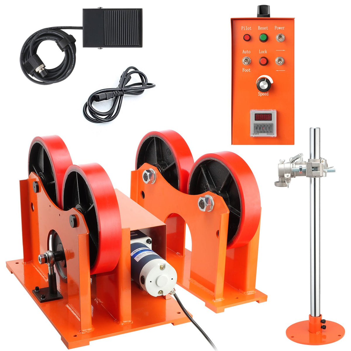 Turning Rolls Linkage Roller, 1000KG/2205LBS Loading Welding Turning Roll, 25-1400mm Diameter, 80-1600 mm/min Rotary Welding Positioner & Welding Torch Stand for Welding Equipment Support