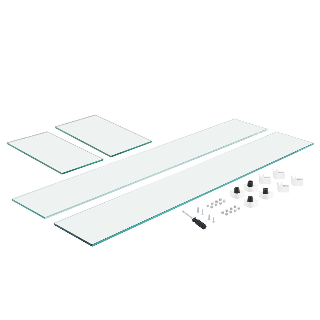 VEVOR Glass Wind Guard for Rectangular Fire Pit Table 924 x 417 x 191 mm, 8mm Thick and Sturdy Tempered Glass Panel with Hard Aluminum Corner Bracket & Rubber Feet, Easy to Assemble