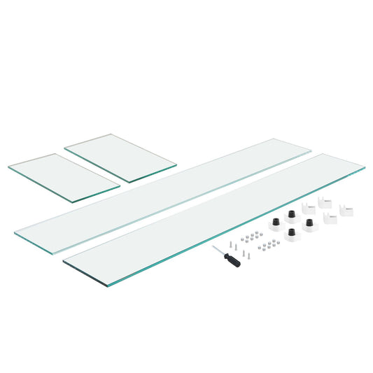 VEVOR Glass Wind Guard for Rectangular Fire Pit Table 924 x 417 x 191 mm, 8mm Thick and Sturdy Tempered Glass Panel with Hard Aluminum Corner Bracket & Rubber Feet, Easy to Assemble