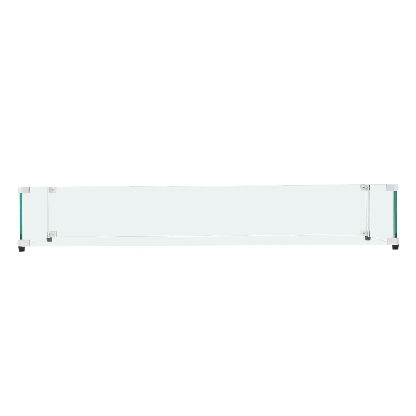 VEVOR Glass Wind Guard for Rectangular Fire Pit Table 924 x 417 x 191 mm, 8mm Thick and Sturdy Tempered Glass Panel with Hard Aluminum Corner Bracket & Rubber Feet, Easy to Assemble