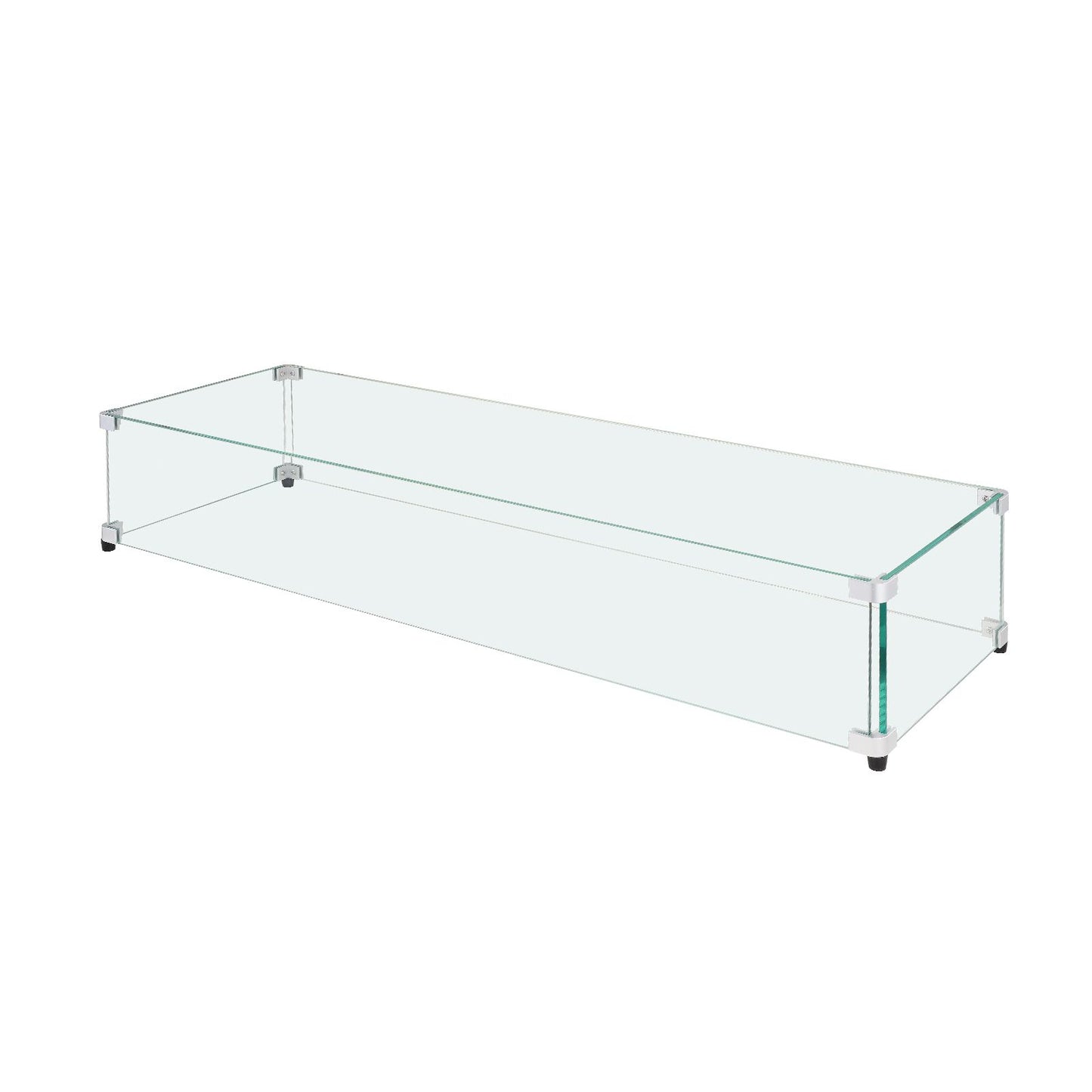 VEVOR Glass Wind Guard for Rectangular Fire Pit Table 924 x 417 x 191 mm, 8mm Thick and Sturdy Tempered Glass Panel with Hard Aluminum Corner Bracket & Rubber Feet, Easy to Assemble