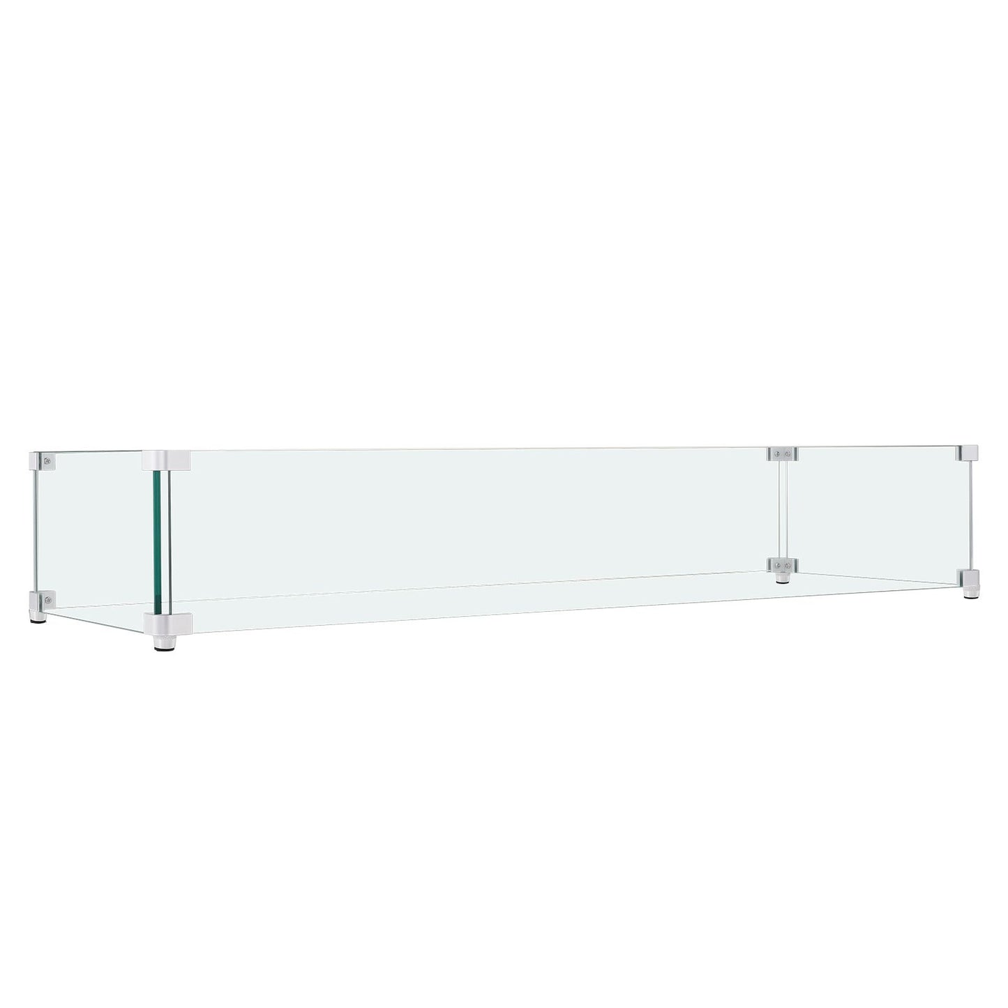 VEVOR Gas Fire Pit Wind Guard for Square Fire Table, 595 x 190 x 165 mm Clear Tempered Wind Guard for Firepits, 8mm Thick Square Glass Shield, Glass Panel with Hard Corner Bracket & Feet