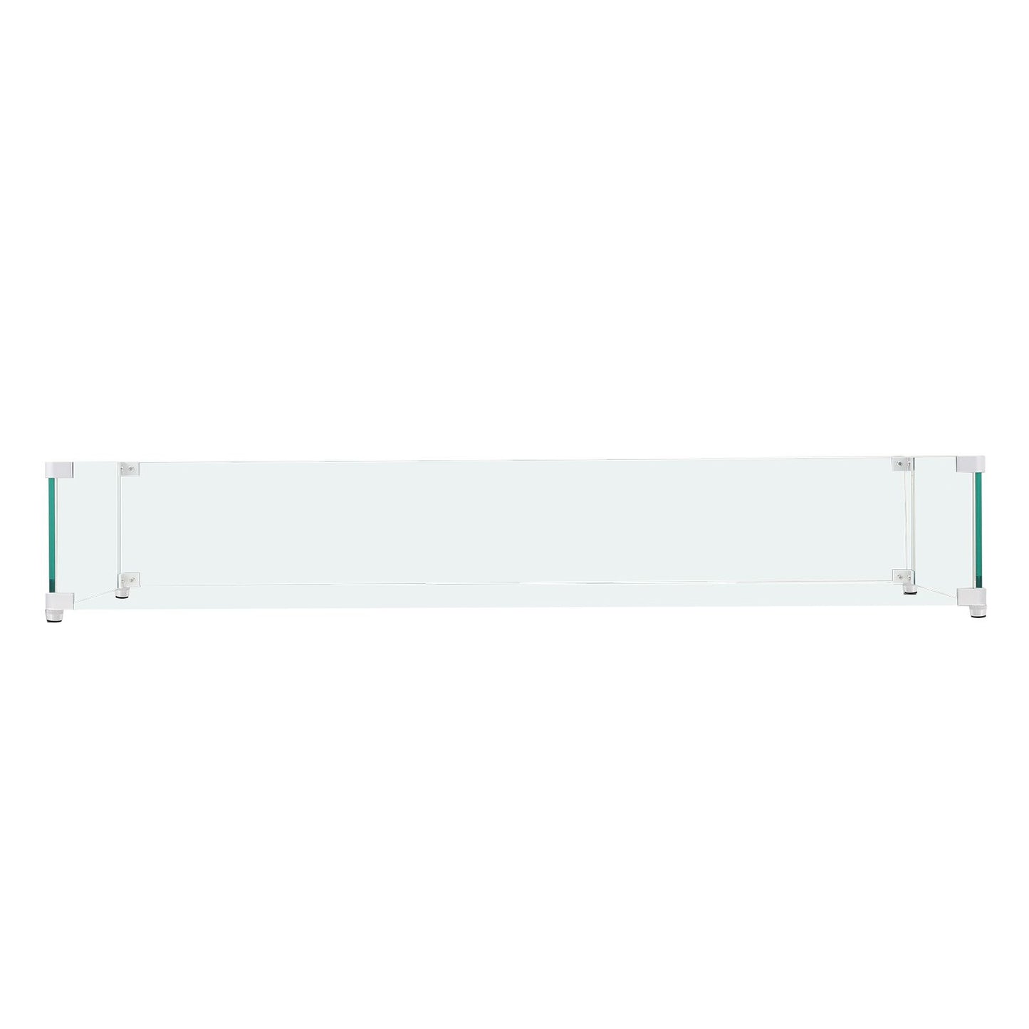 VEVOR Gas Fire Pit Wind Guard for Square Fire Table, 595 x 190 x 165 mm Clear Tempered Wind Guard for Firepits, 8mm Thick Square Glass Shield, Glass Panel with Hard Corner Bracket & Feet