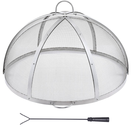 VEVOR Firepit Spark Screen Lid, 30" Diameter, Outdoor Firepit Ring Cover Round Accessories, Fire Pit Metal Cover, Easy-Opening Stainless Steel Fire Ring Covers for Outdoor Patio Fire Pits Backyard