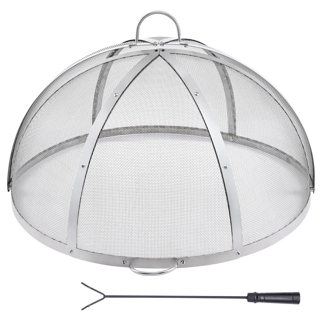 VEVOR Fire Pit Spark Screen Round 36", Reinforced Heavy Duty Steel Metal Cover, Outdoor Firepit Lid, Easy-Opening Top Screen Covers Round with Ring Handle for Outdoor Patio Fire Pits Backyard