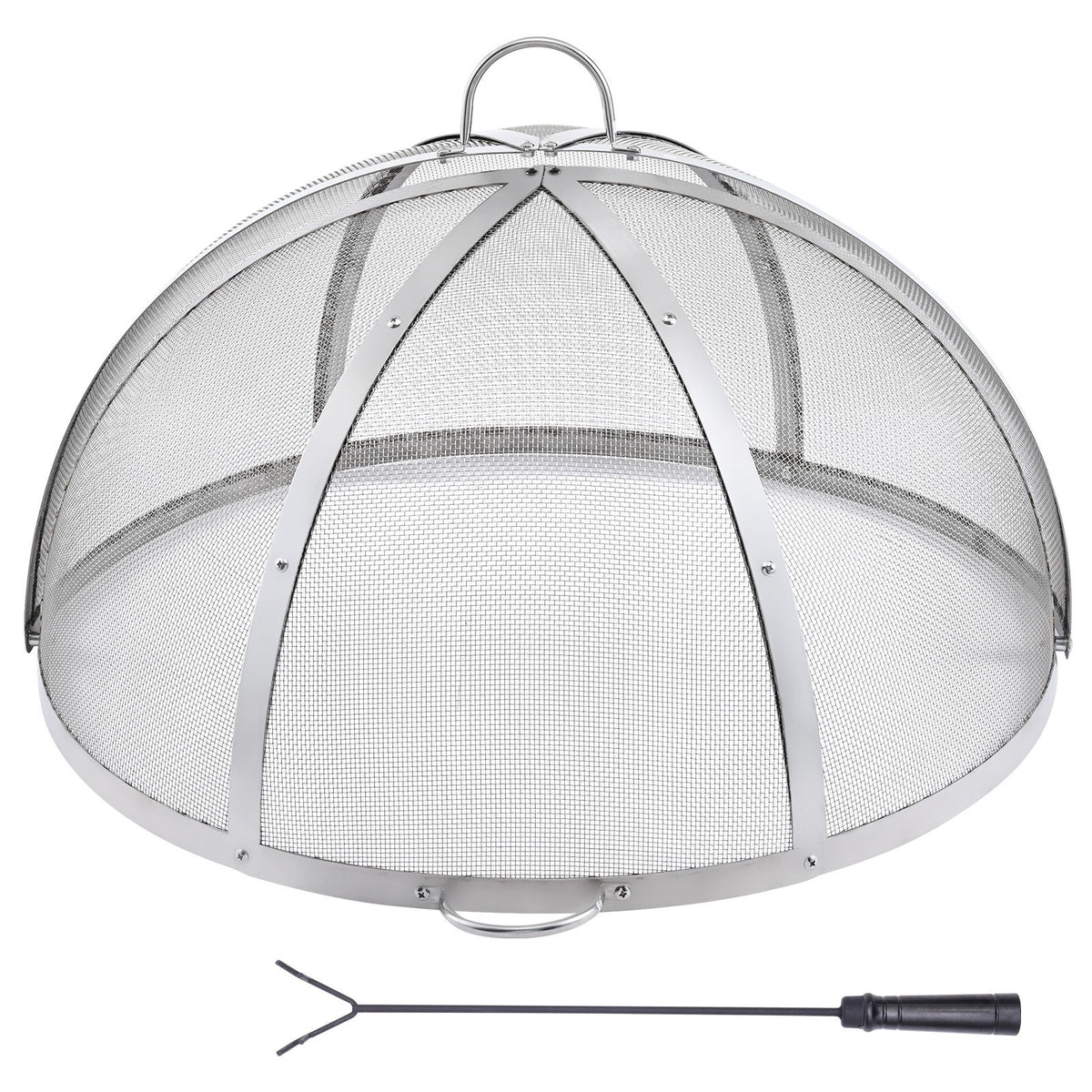 VEVOR Fire Pit Spark Screen Round 36", Reinforced Heavy Duty Steel Metal Cover, Outdoor Firepit Lid, Easy-Opening Top Screen Covers Round with Ring Handle for Outdoor Patio Fire Pits Backyard