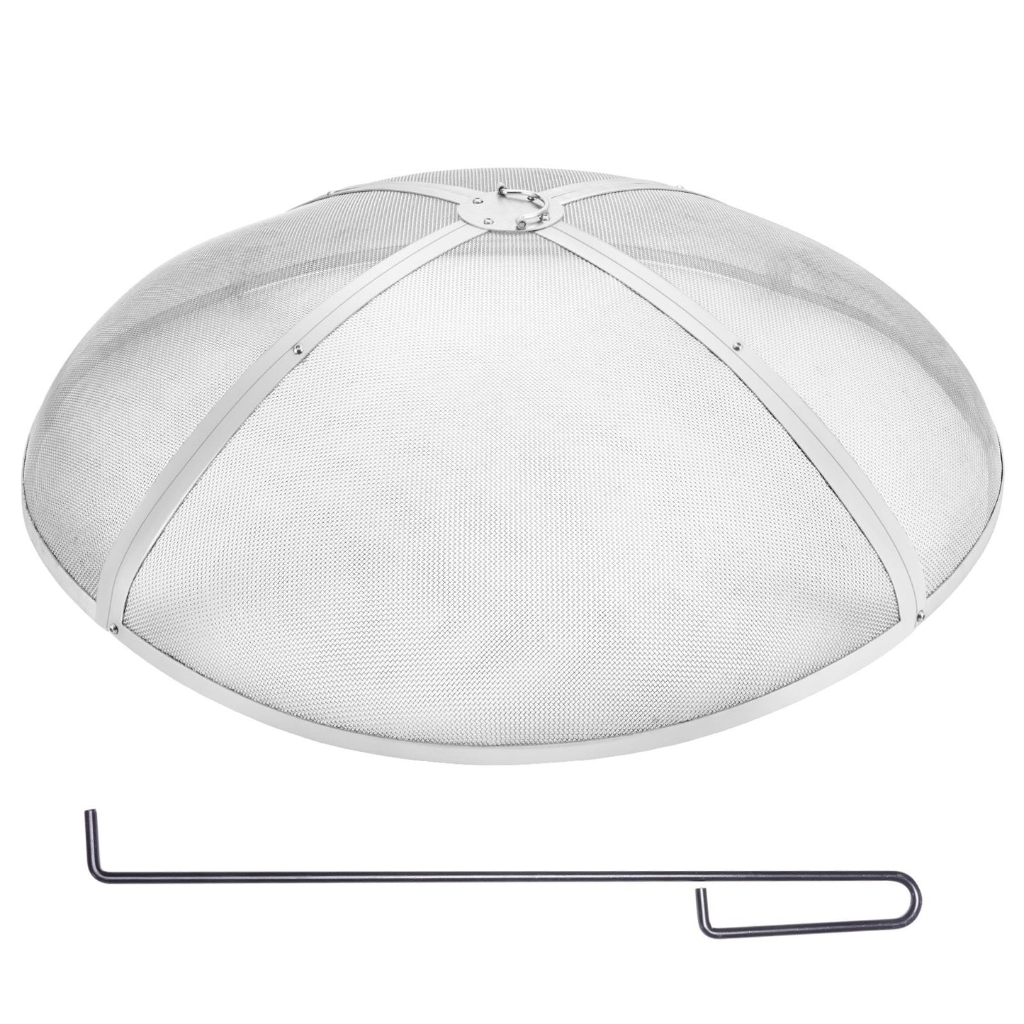 VEVOR Fire Pit Spark Screen Round 40", Reinforced Heavy Duty Steel Metal Cover, Outdoor Firepit Lid, Easy-Opening Top Screen Covers Round with Ring Handle for Outdoor Patio Fire Pits Backyard