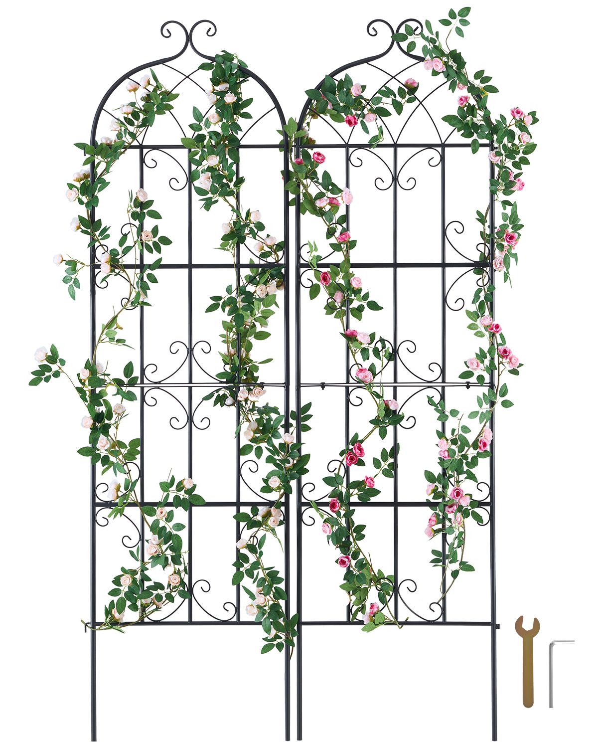 VEVOR 2 Packs Metal Garden Trellis for Climbing Plant Support 71x20 in Rustproof