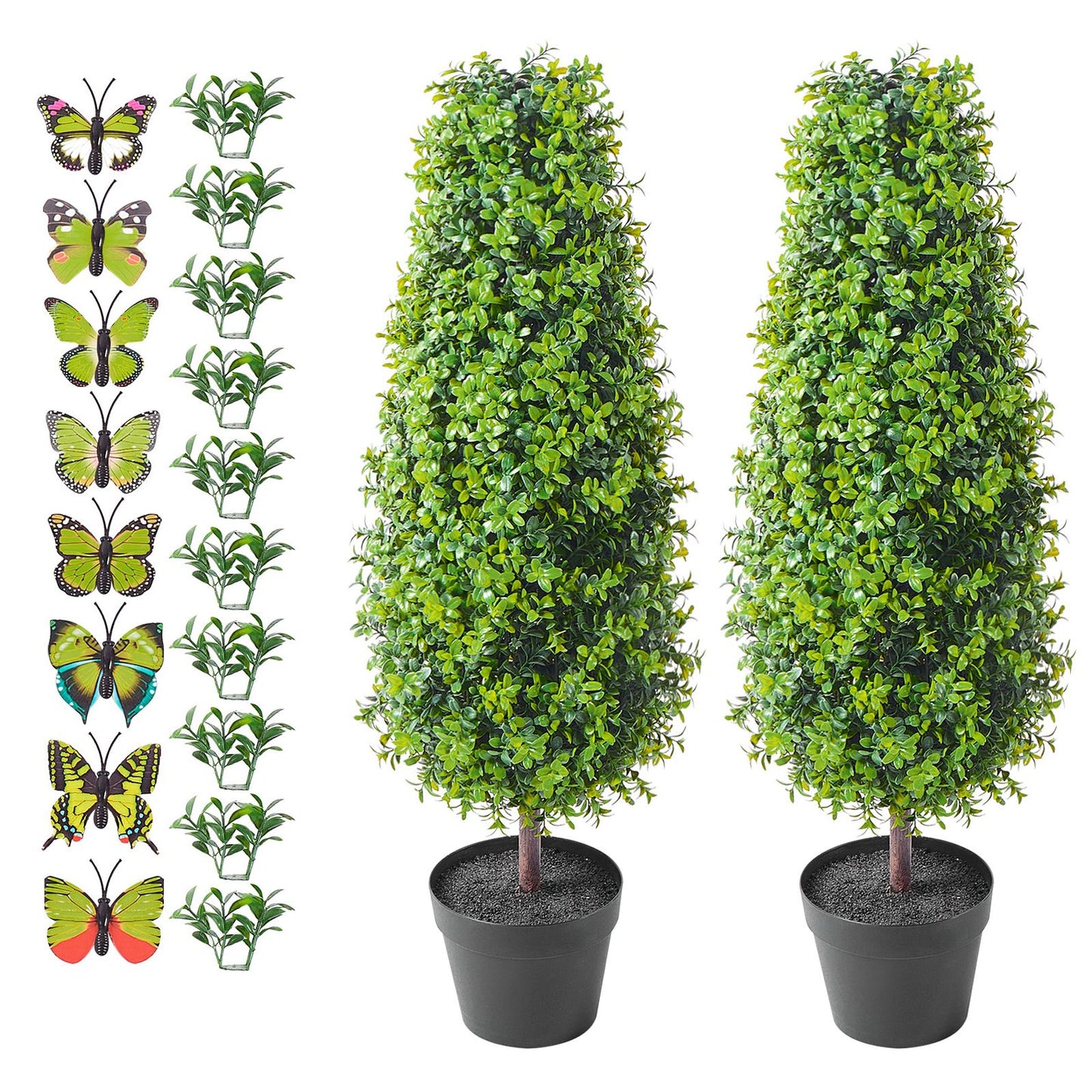 VEVOR 2 Pack 91.4cm Artificial Boxwood Topiary Tree Faux Plant UV Decor In/Outdoor
