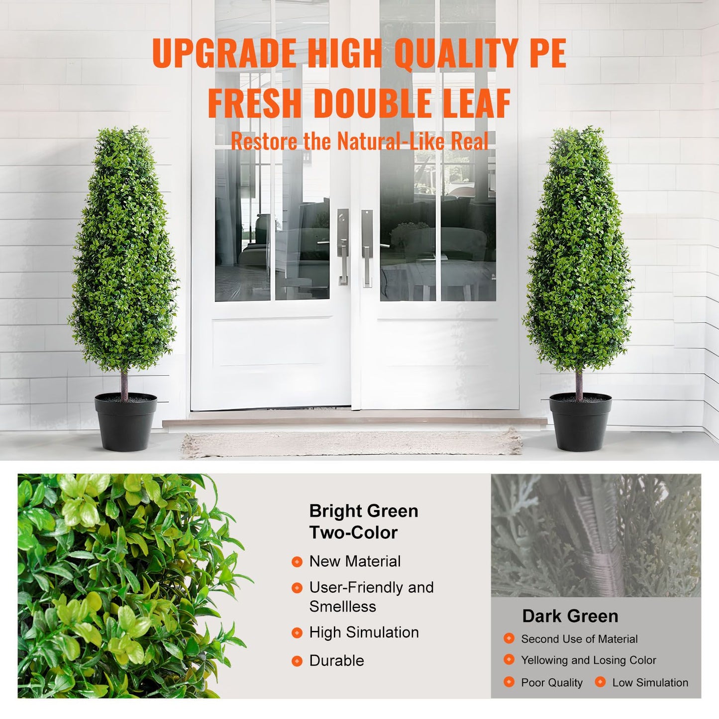 VEVOR 2 Pack 91.4cm Artificial Boxwood Topiary Tree Faux Plant UV Decor In/Outdoor