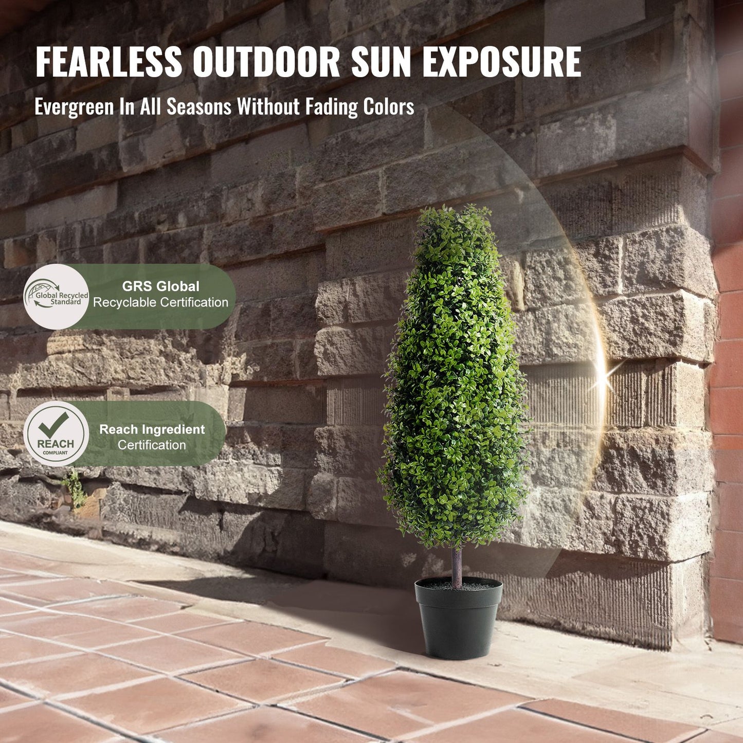 VEVOR 2 Pack 91.4cm Artificial Boxwood Topiary Tree Faux Plant UV Decor In/Outdoor