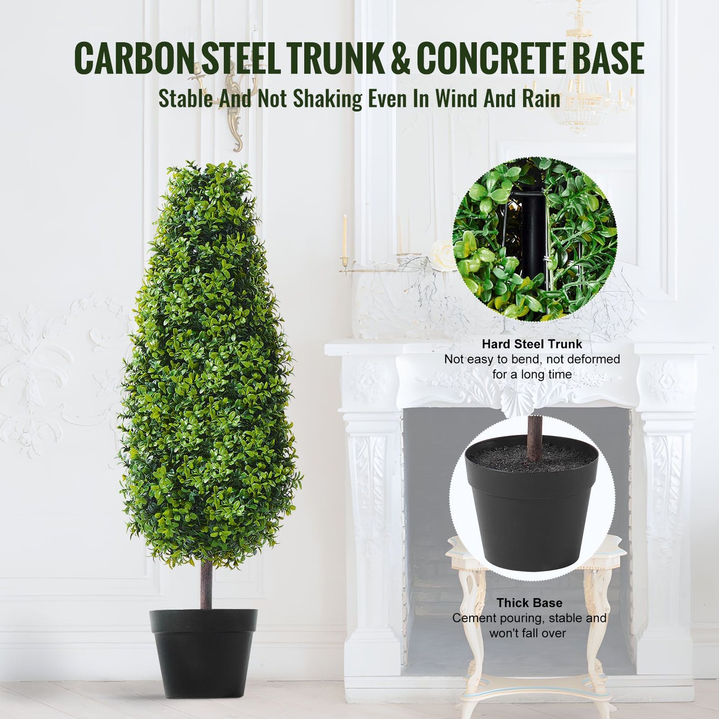VEVOR 2 Pack 91.4cm Artificial Boxwood Topiary Tree Faux Plant UV Decor In/Outdoor