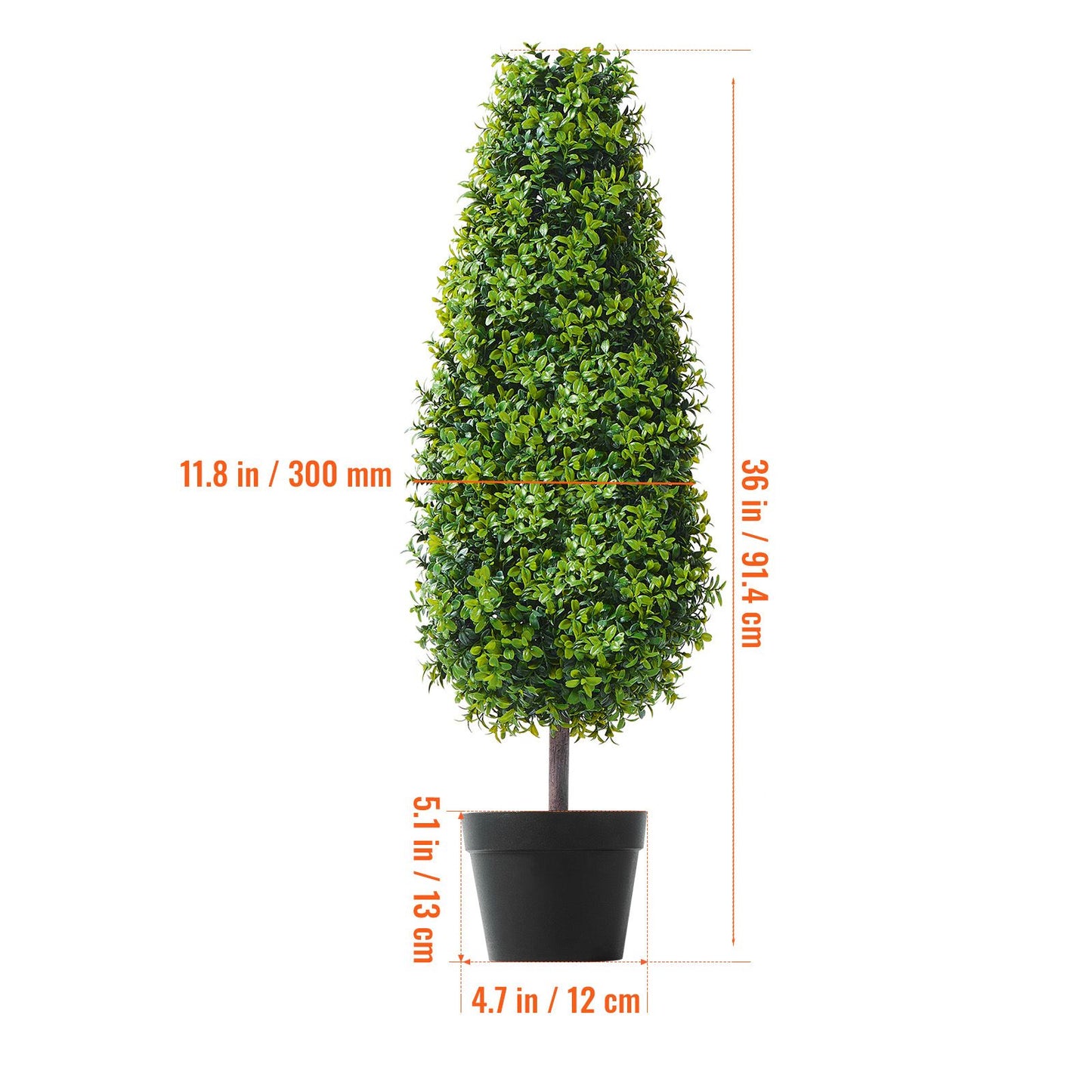 VEVOR 2 Pack 91.4cm Artificial Boxwood Topiary Tree Faux Plant UV Decor In/Outdoor
