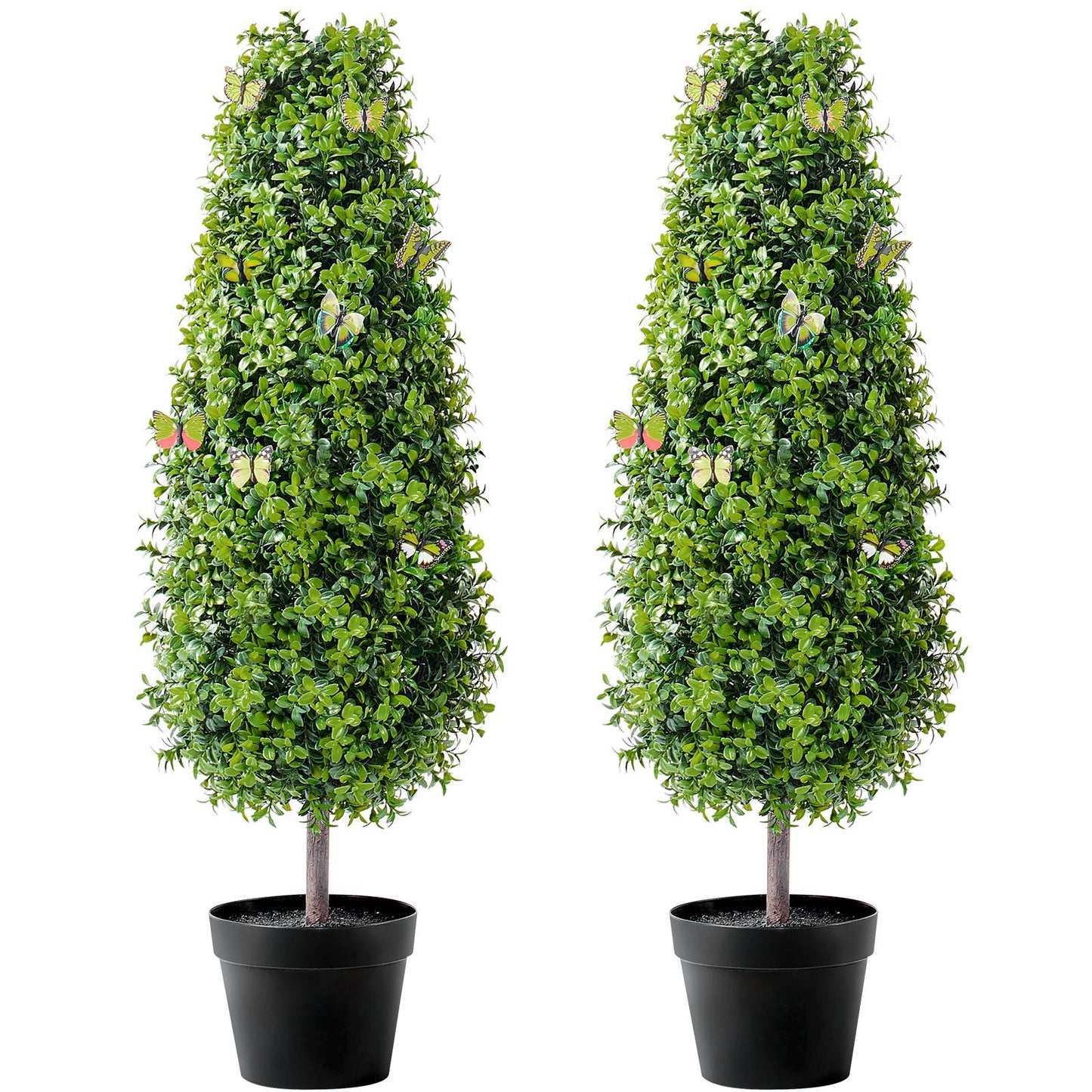 VEVOR 2 Pack 91.4cm Artificial Boxwood Topiary Tree Faux Plant UV Decor In/Outdoor