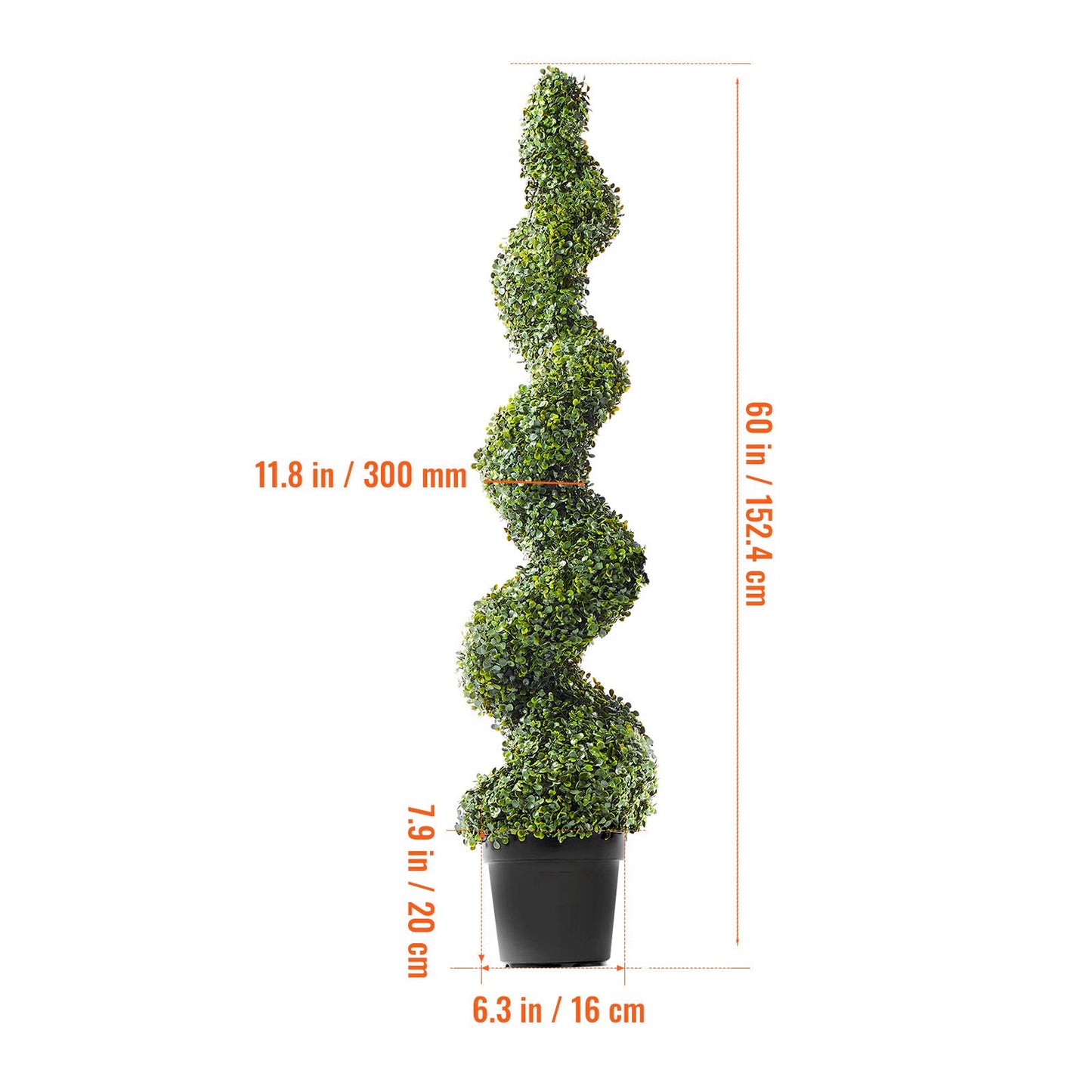 VEVOR 2 Pack 152.4cm Artificial Boxwood Topiary Tree Faux Plant UV Decor In/Outdoor