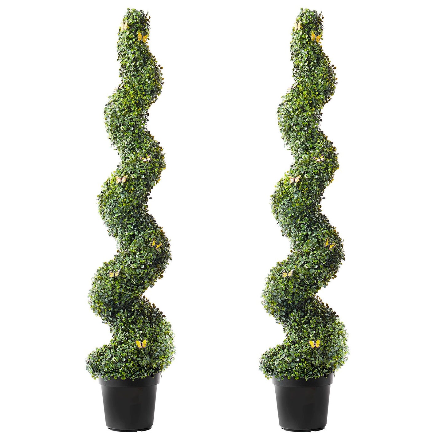VEVOR 2 Pack 152.4cm Artificial Boxwood Topiary Tree Faux Plant UV Decor In/Outdoor
