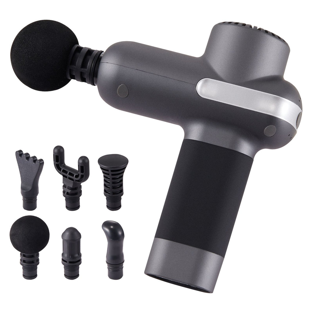 VEVOR Massage Gun Deep Tissue, Percussion Muscle Massager for Athletes - with 5 Speed Levels & 6 Massage Heads, 7.4V 2500mAh Batteries, Handheld Electric Massage Gun for Pain Relief, Muscle Relaxation