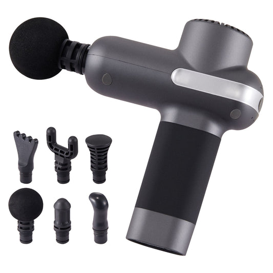 VEVOR Massage Gun Deep Tissue, Percussion Muscle Massager for Athletes - with 5 Speed Levels & 6 Massage Heads, 7.4V 2500mAh Batteries, Handheld Electric Massage Gun for Pain Relief, Muscle Relaxation