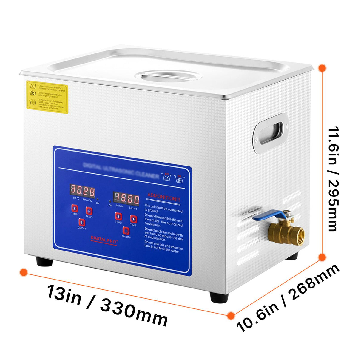 VEVOR Ultrasonic Cleaner 10L Jewelry Cleaning with Digital Timer Ultrasonic Cleaning Machine for Jewellery Rings Watches Eyeglasses Dentures Coins Metal Parts Commercial and Home Use Silver