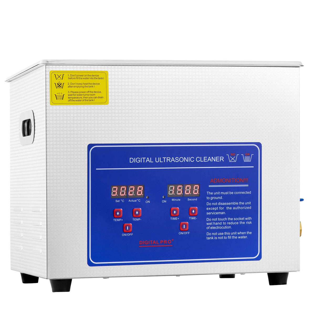 VEVOR Ultrasonic Cleaner 10L Jewelry Cleaning with Digital Timer Ultrasonic Cleaning Machine for Jewellery Rings Watches Eyeglasses Dentures Coins Metal Parts Commercial and Home Use Silver