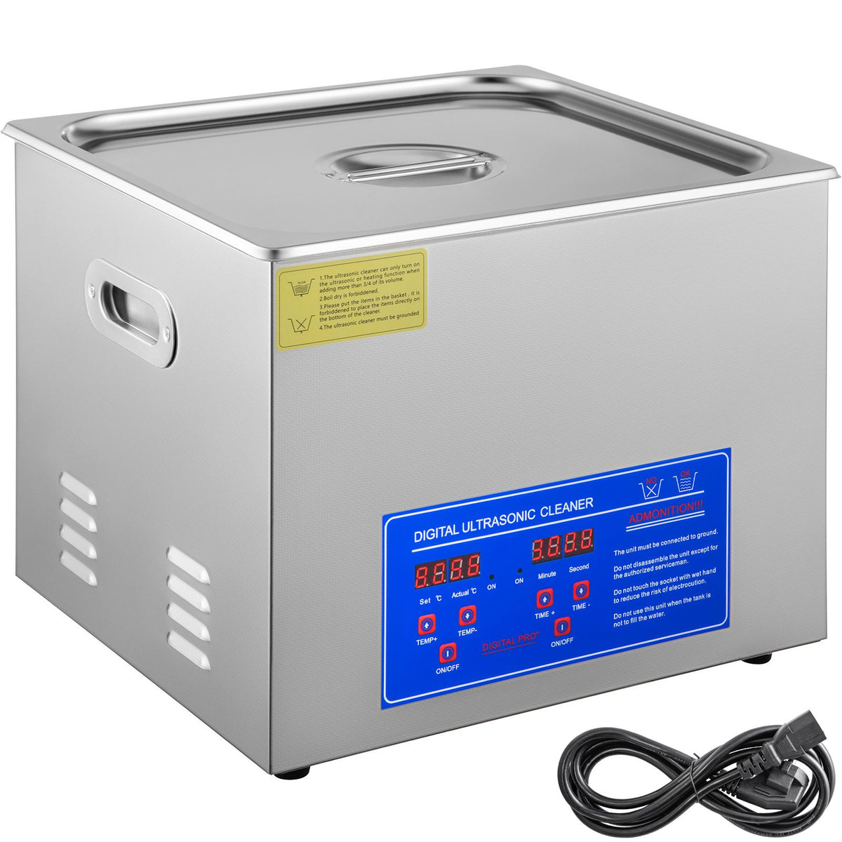 Vevor Powerful Stainless Steel 13.5-15 L Liters Ultrasonic Cleaner 360W Digital Heater Timer