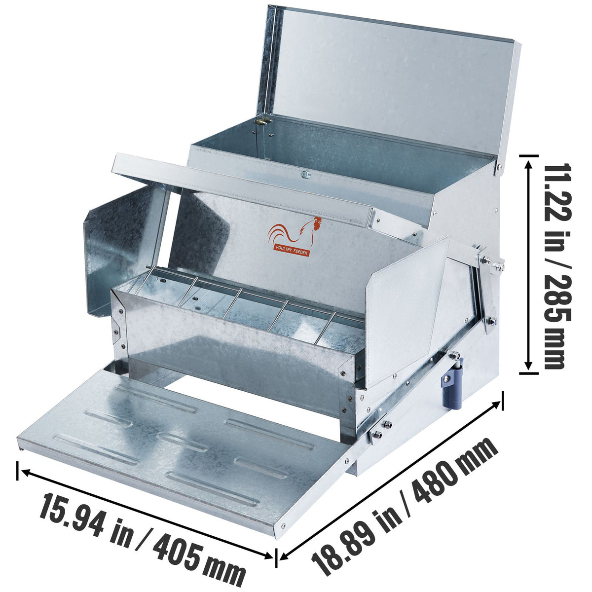VEVOR Automatic Chicken Feeder Galvanized Steel Poultry Feeder 25 lb 10 Chickens