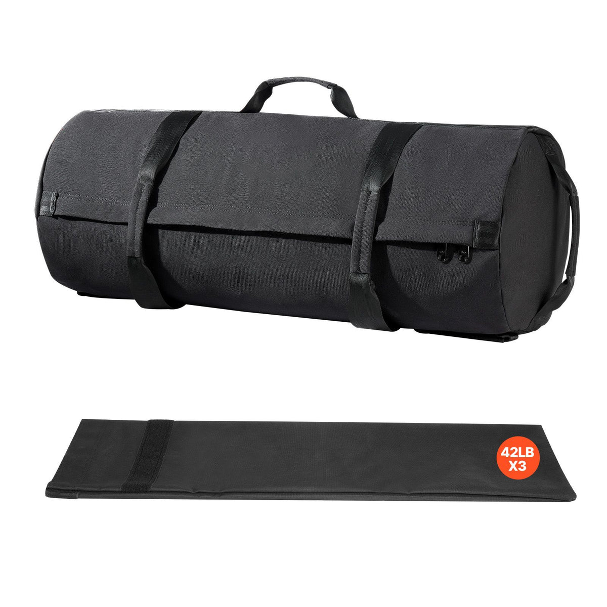 Workout Sandbag, Heavy Duty Workout Power Bags with Handles, 23-56 kg Adjustable Slam Bag for Fitness Strength Weight Training Cross-Training, Home Gym Exercise, Black (Unfilled)
