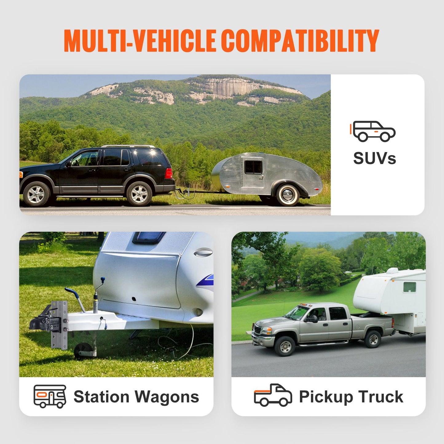 VEVOR Adjustable Trailer Coupler, 2-5/16" Hitch Ball, 15000 lbs Capacity, Heavy Duty Cast Channel-Mount Coupler with Hardware Kit, Ideal for Towing Station Wagons, Pickup Trucks, SUVs, Black Coating
