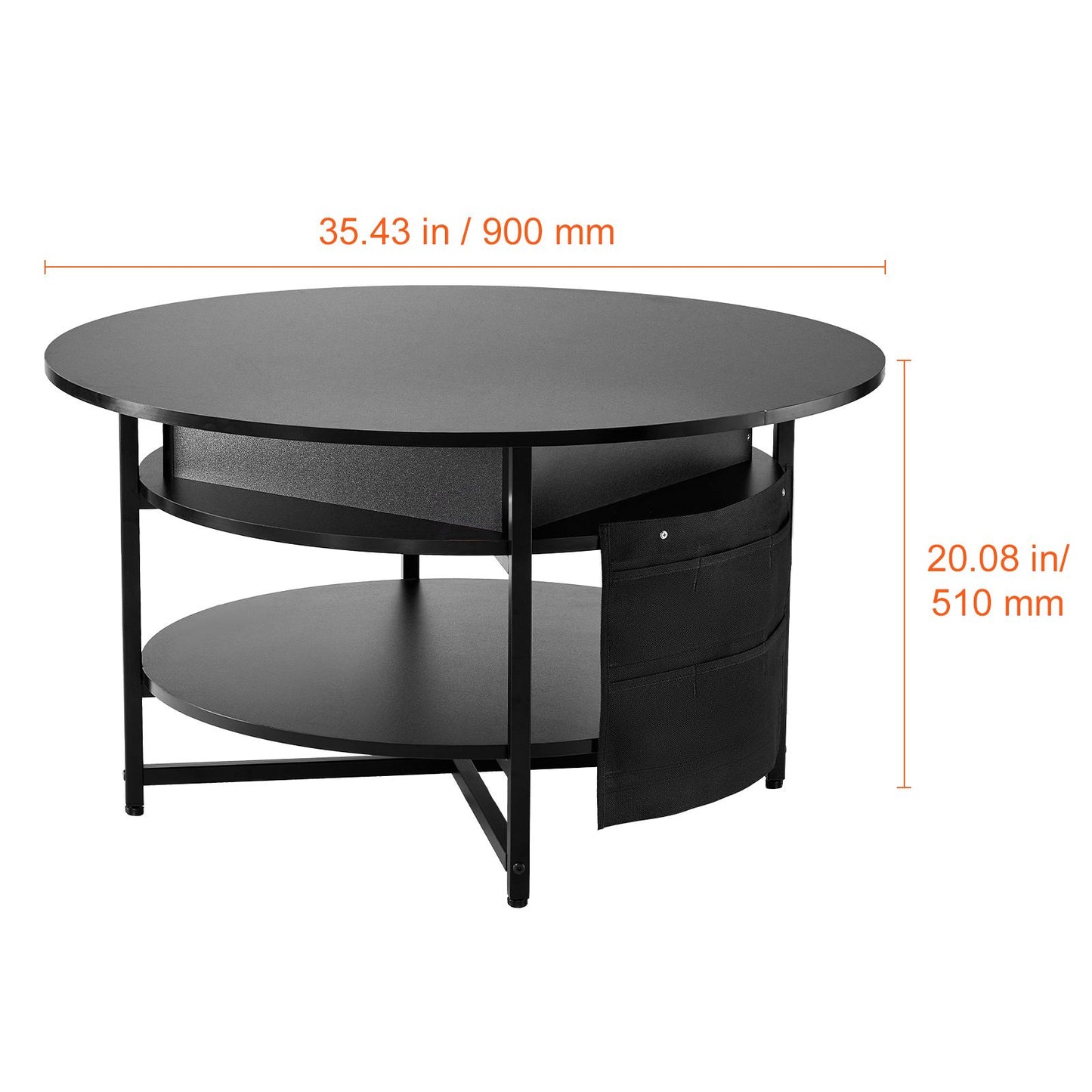 VEVOR Lift Top Coffee Table 35.3" Round Coffee Table for Living Room Black
