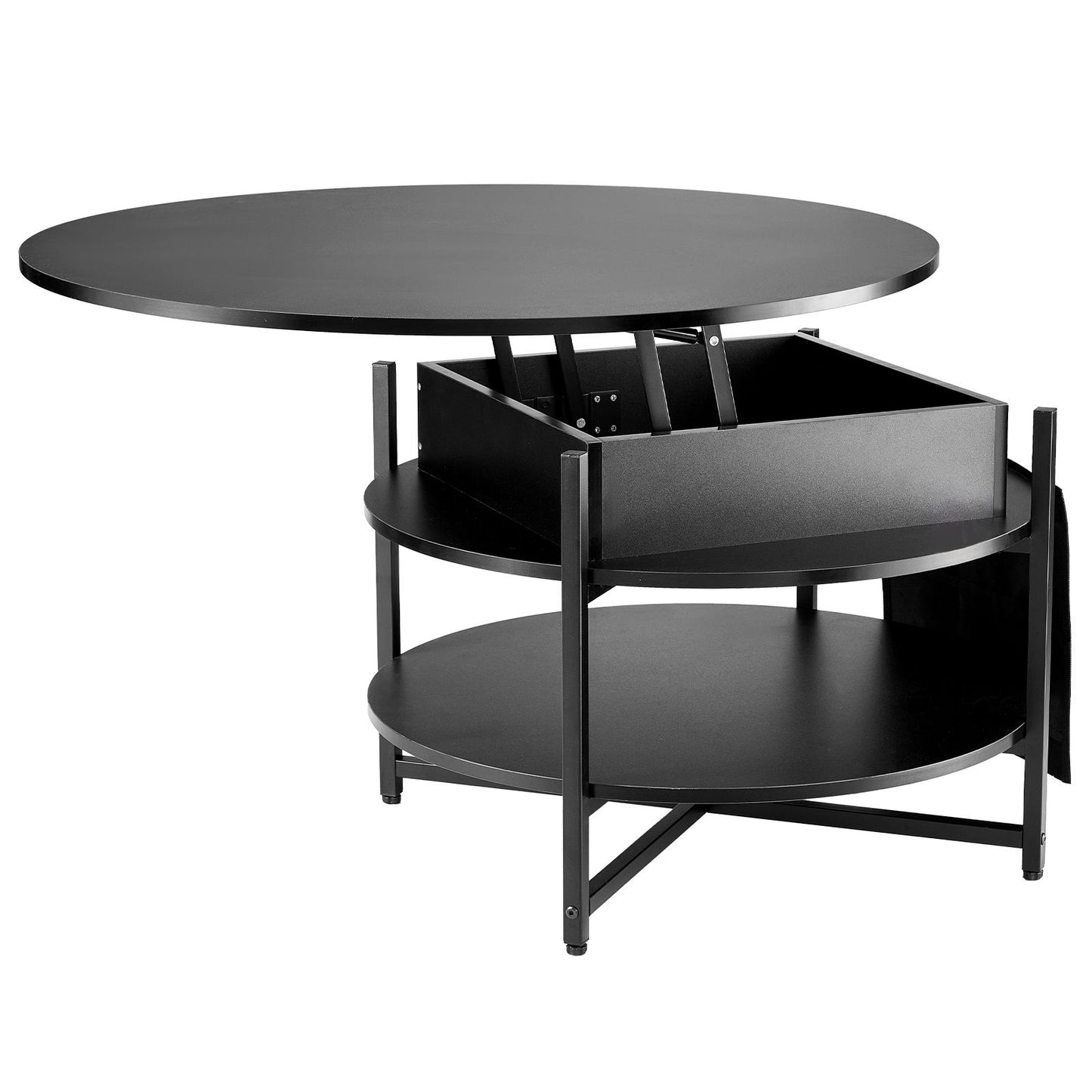 VEVOR Lift Top Coffee Table 35.3" Round Coffee Table for Living Room Black