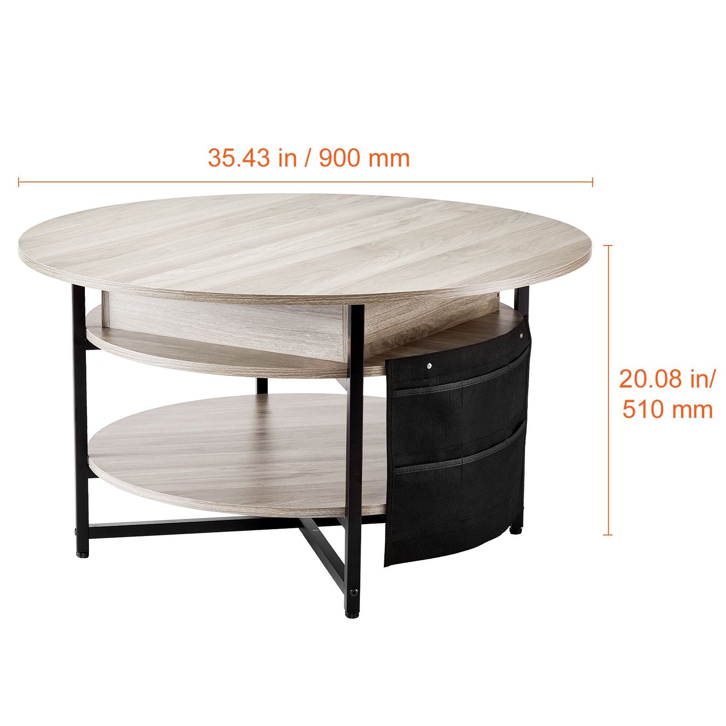 VEVOR Lift Top Coffee Table 35.3" Round Coffee Table for Living Room White
