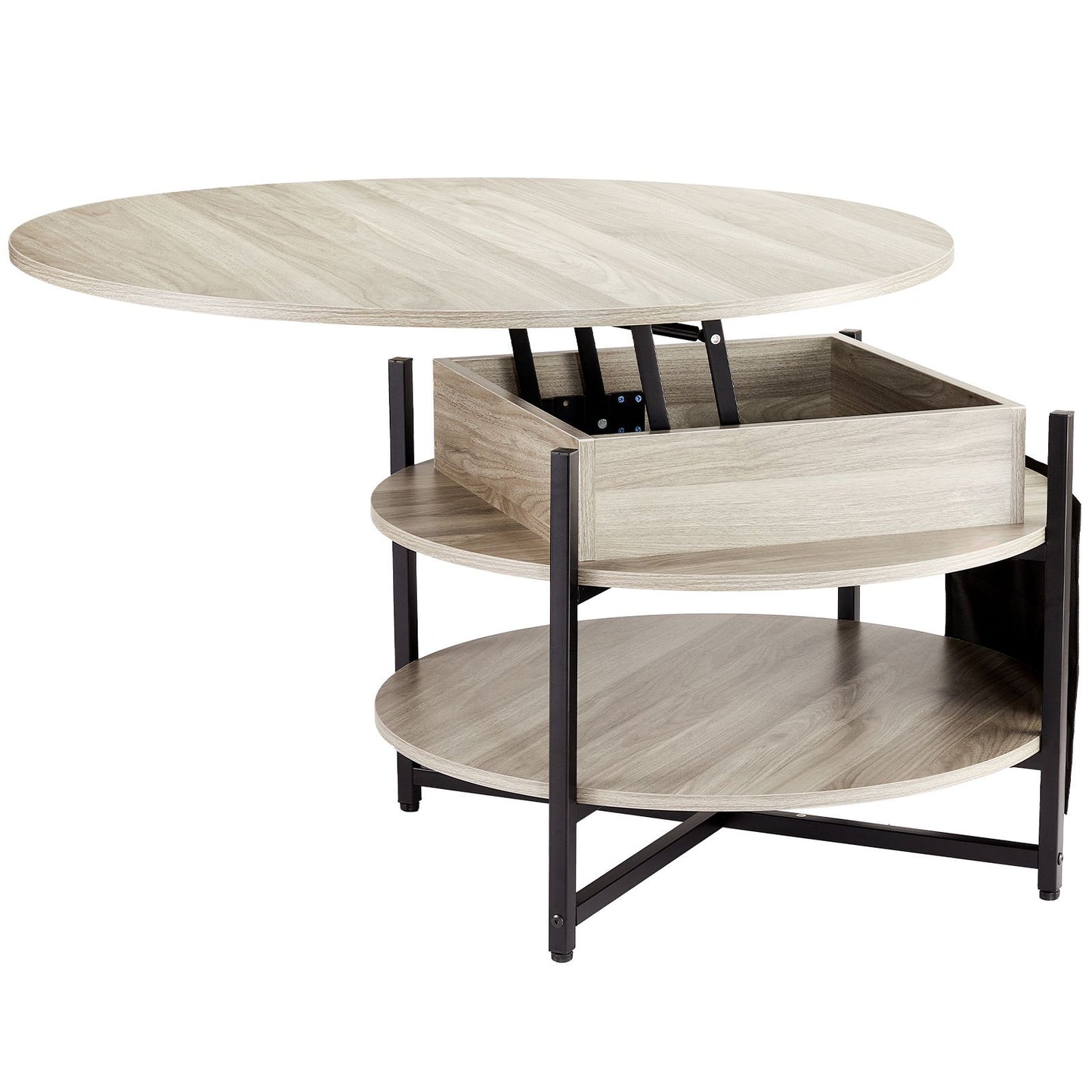 VEVOR Lift Top Coffee Table 35.3" Round Coffee Table for Living Room White