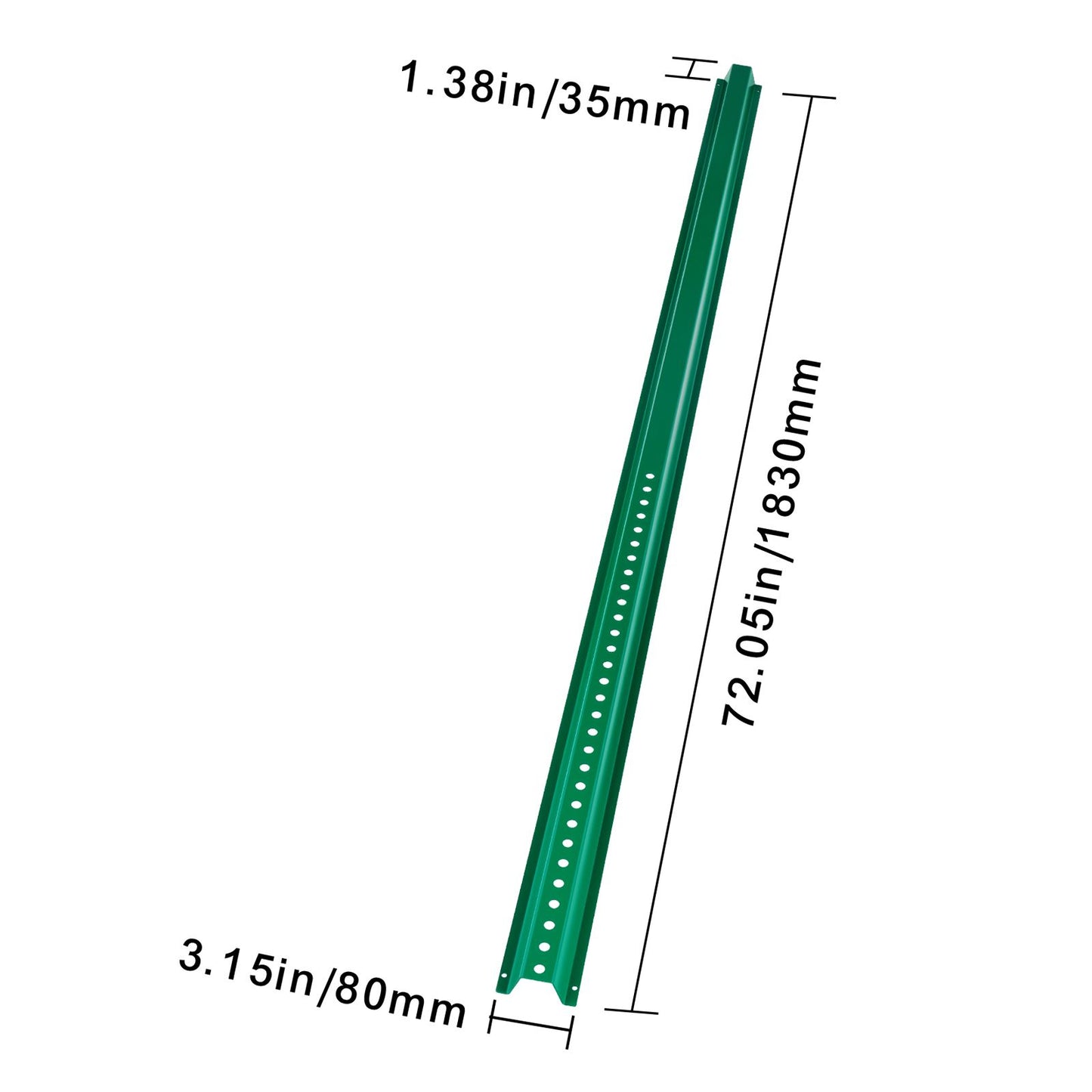 VEVOR 6FT U-Channel Sign Post, 4Pack Green Heavy Duty Steel Fixed Fence Post, Steel Fence U-Channel Sign for Garden, Courtyard, Farm or Traffic Intersection