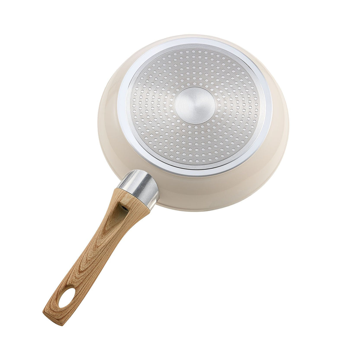 Frying Pan Skillet, Aluminum Egg Fry Pans, 3 Pcs (200, 240, 280 mm), Nonsitck Ceramic Heavy-Duty Skillets with Heat-Resistant Handle, Chef's Kitchen Cookware for Gas, Electric, Induction, Beige