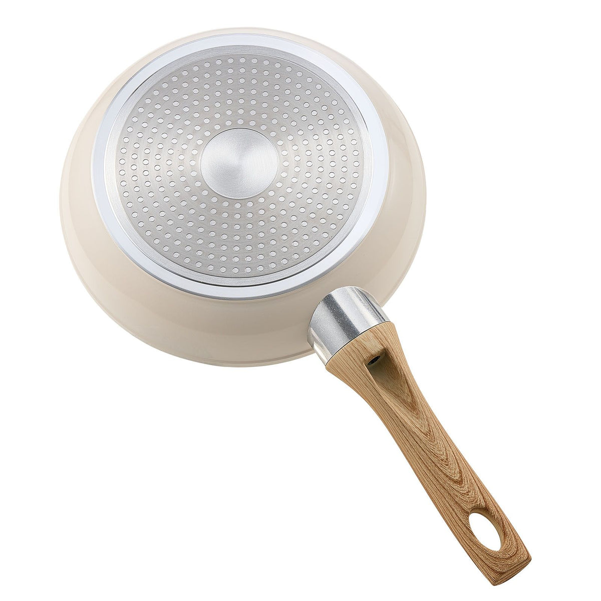 Frying Pan Skillet, Aluminum Egg Fry Pans, 3 Pcs (200, 240, 280 mm), Nonsitck Ceramic Heavy-Duty Skillets with Heat-Resistant Handle, Chef's Kitchen Cookware for Gas, Electric, Induction, Beige