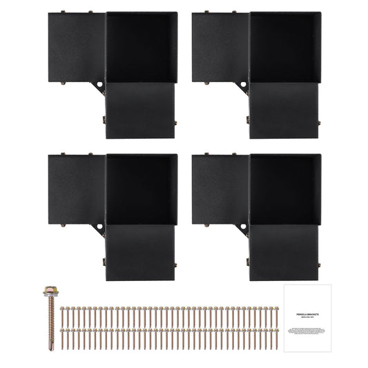 VEVOR Pergola Bracket Kit 152x152mm, 4pcs 3-Way Heavy Duty Corner Bracket Woodworks DIY Post Base Kit, Easy Installation Wooden Beams for Gazebos, Patio Pergolas, Log Cabin Outdoor Pergola Hardware