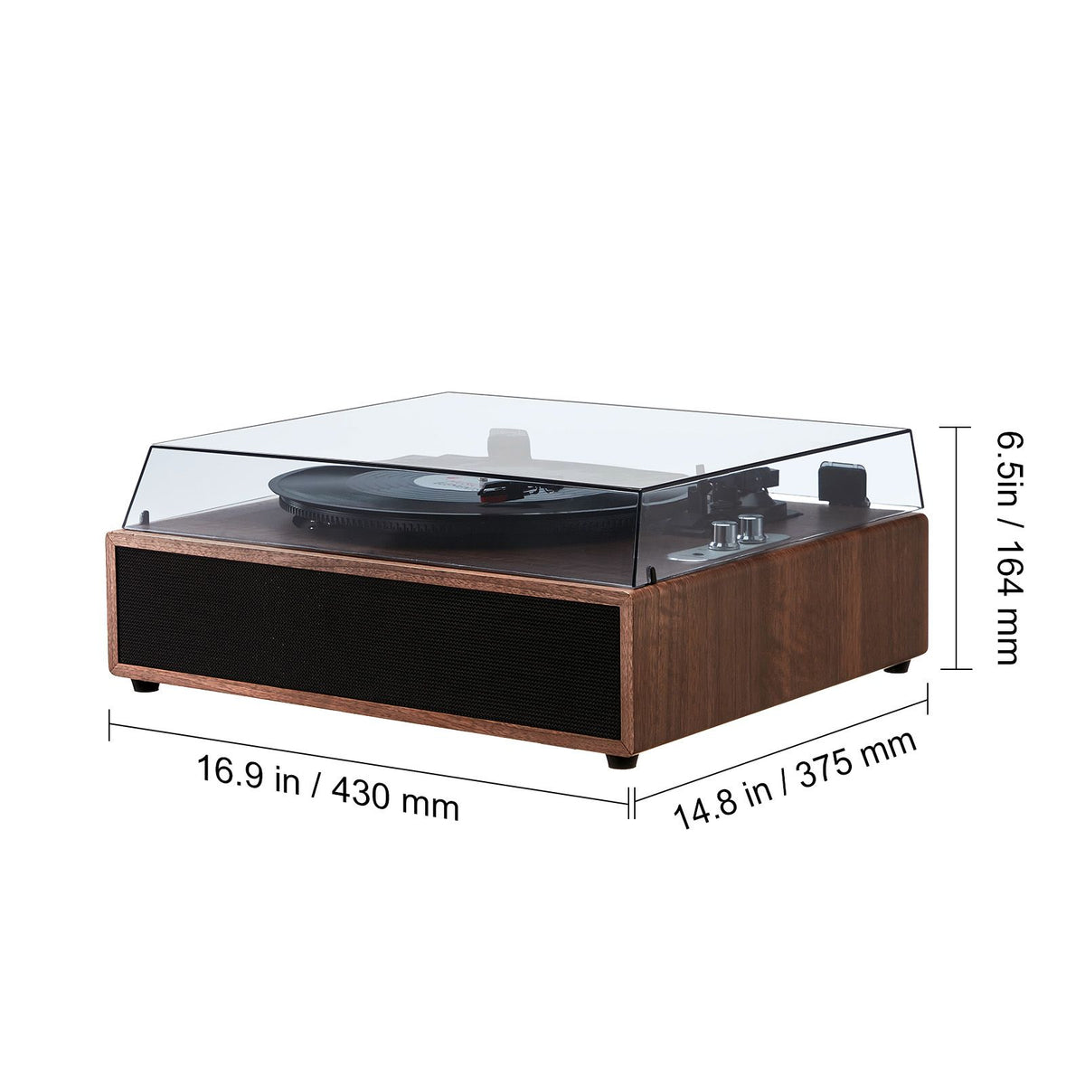 Bluetooth Vinyl Record Player 3-Speed Belt Driven Turntable 10W Speakers