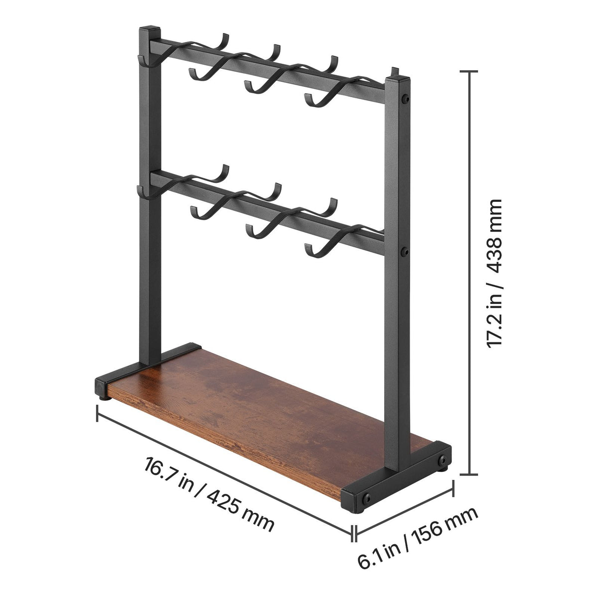 VEVOR Coffee Mug Holder for Countertop 16 Hooks Cup Rack with Wood Storage Base
